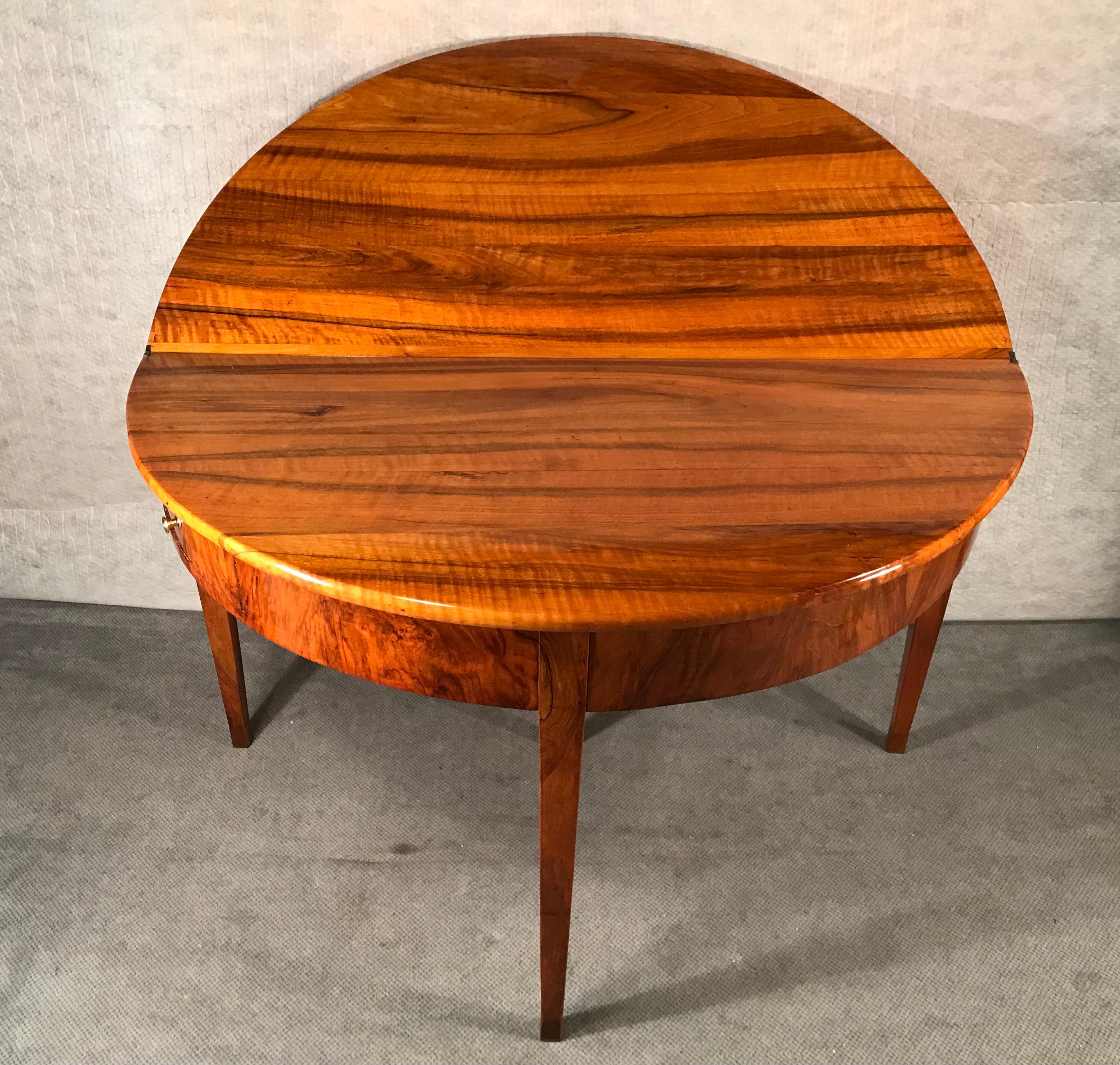 German Demi Lune Table, Biedermeier Period 1820, Walnut For Sale