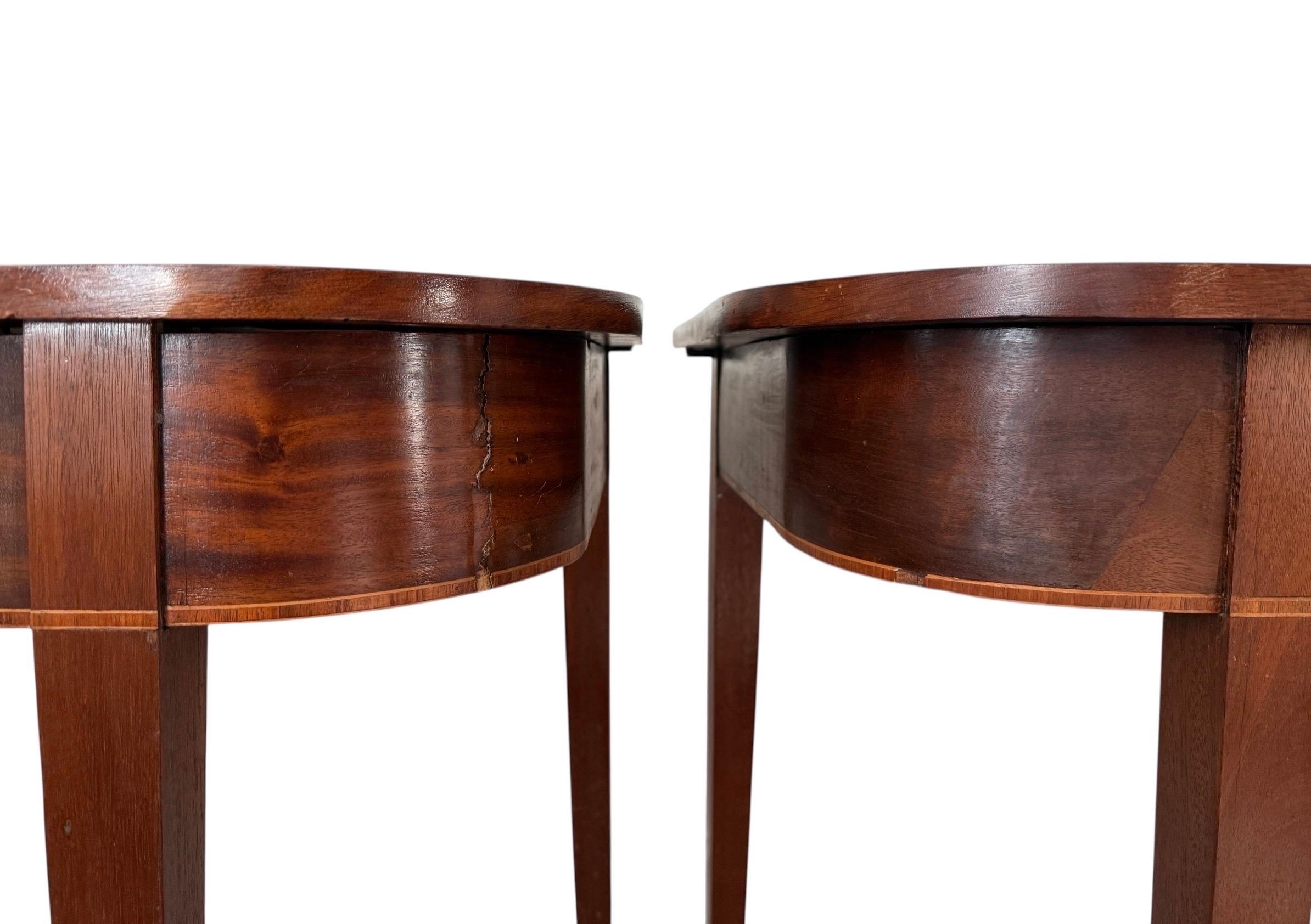 Demi-Lune Table Large Antique Wood Side Tables Entryway Table For Sale 6