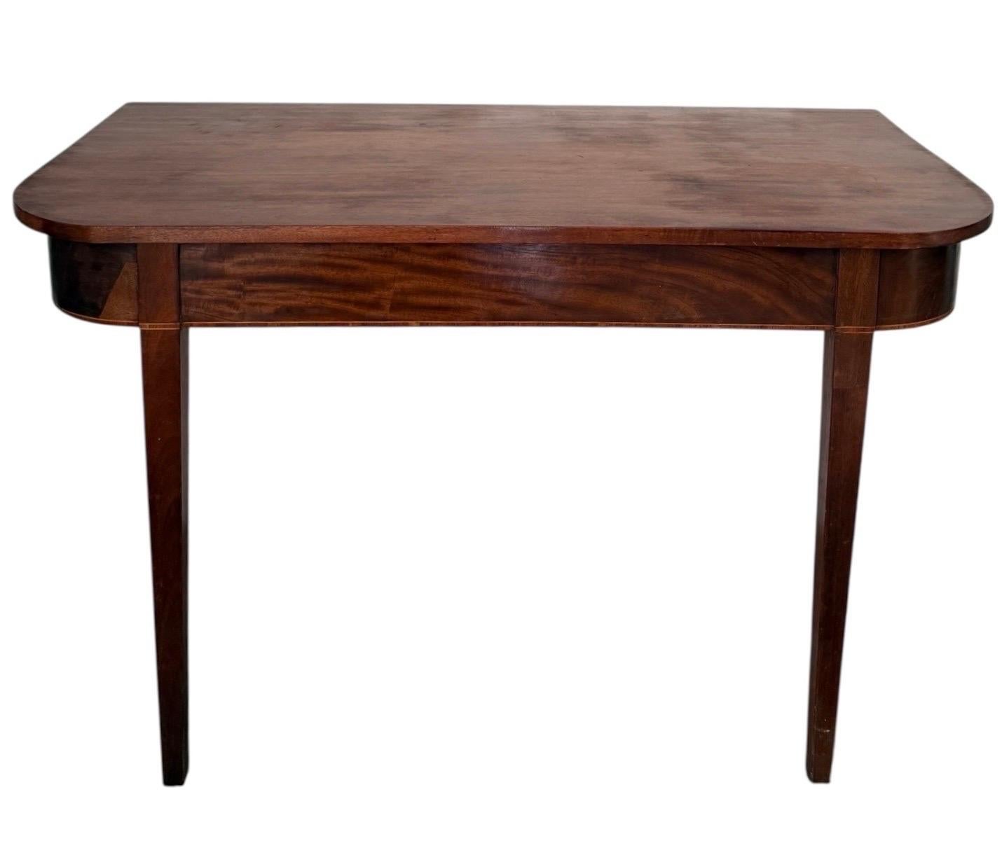 Demi-Lune Table Large Antique Wood Side Tables Entryway Table In Good Condition For Sale In Rochester, NY