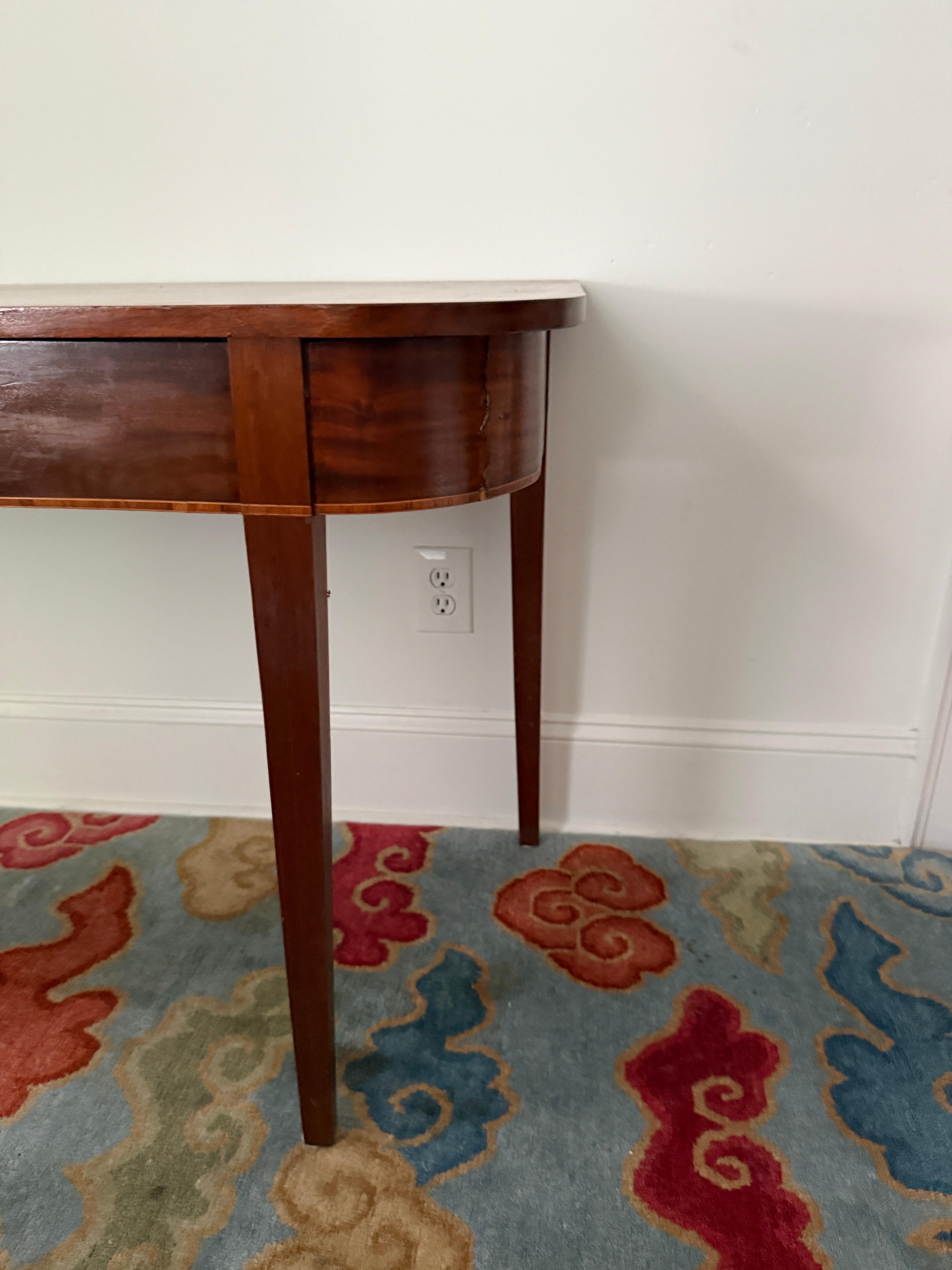 Demi-Lune Table Large Antique Wood Side Tables Entryway Table For Sale 2