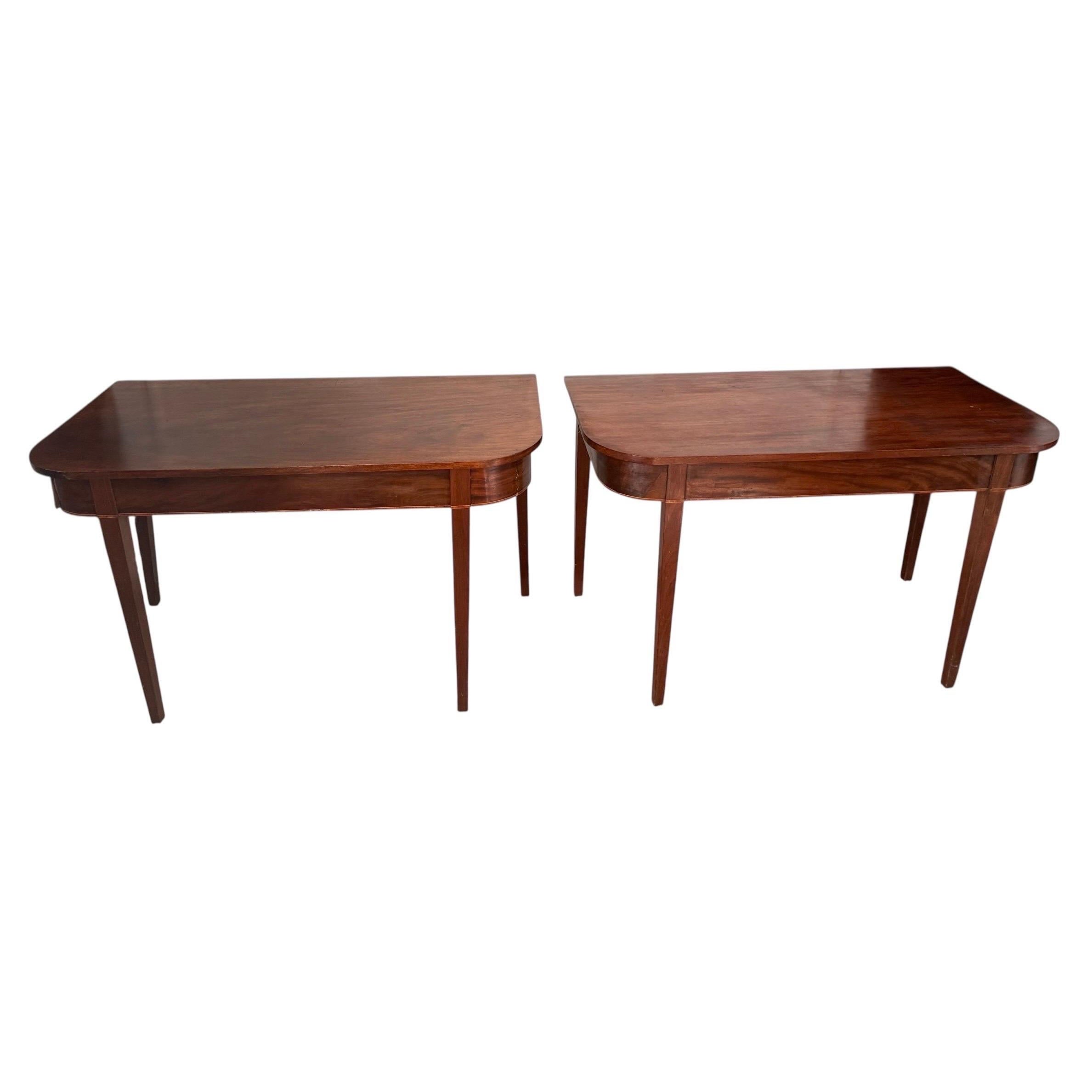 Demi-Lune Table Large Antique Wood Side Tables Entryway Table For Sale