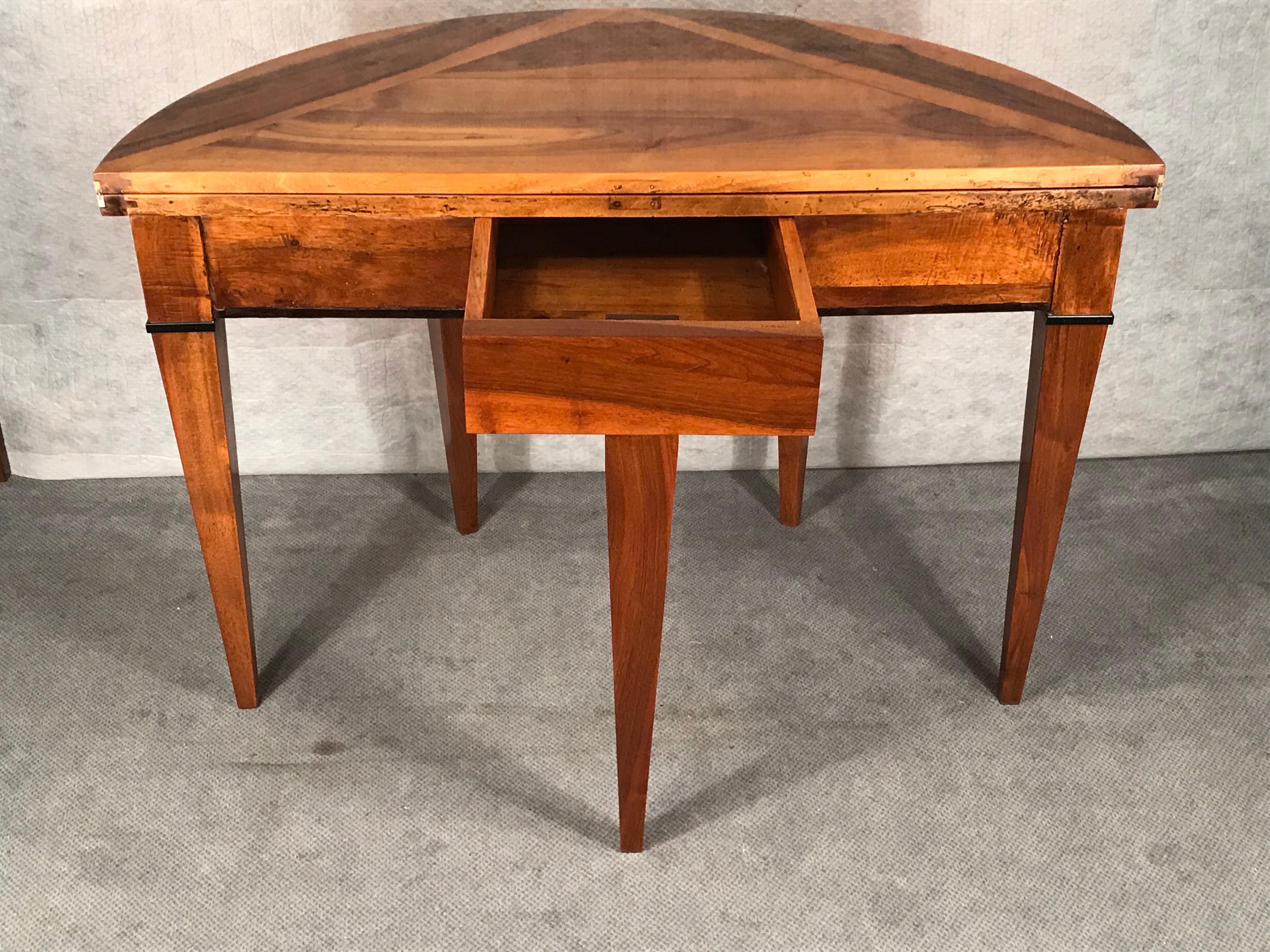 Veneer Demilune Table, South West Germany 1810, Walnut