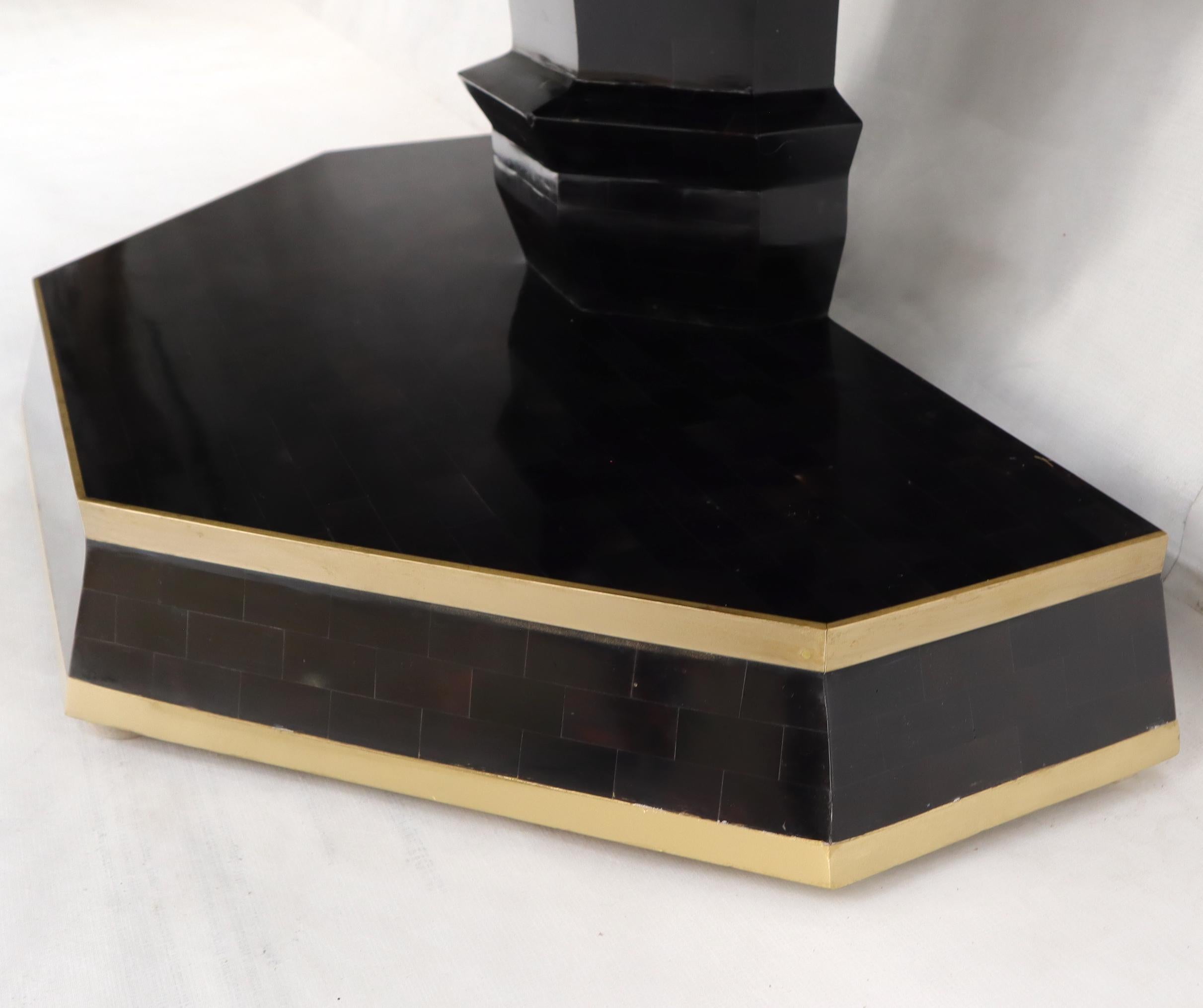 Demi Lune Tessellated Black Onyx or Marble Brass Inlay Console Table 3