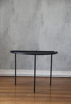 'Demi-Lune' Three Legs Blackened Steel Side Table by Understated Design