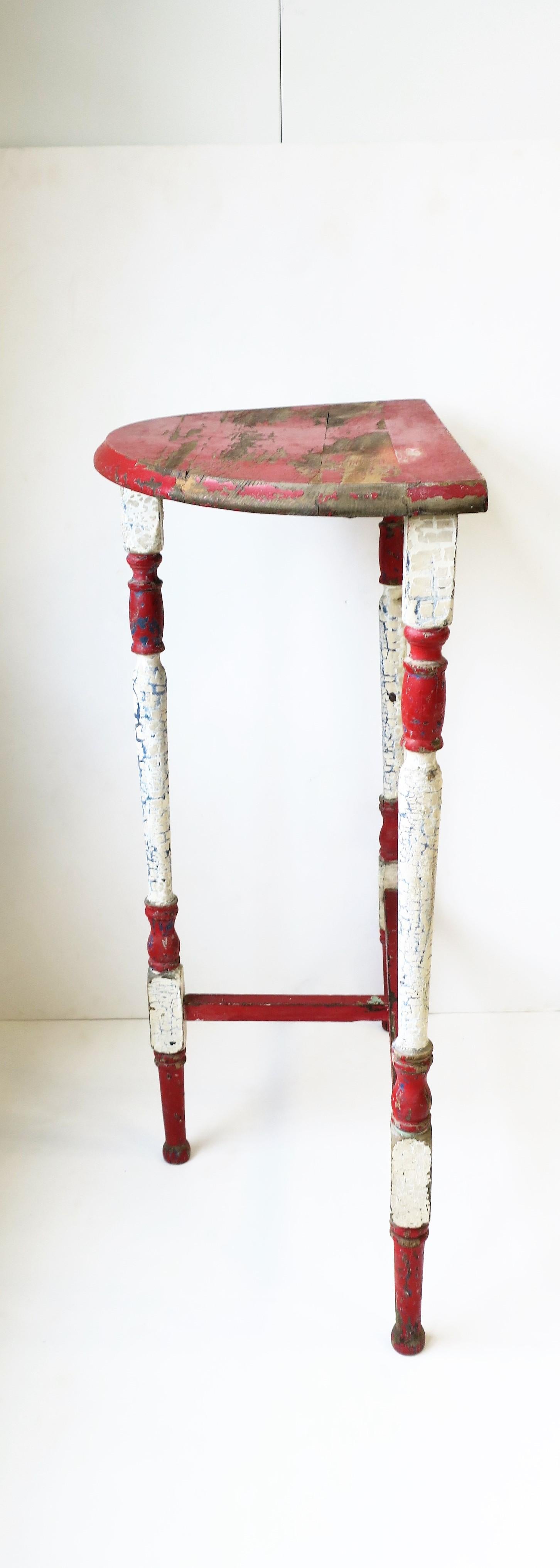 Demilune Wood Console Table in Red White and Blue 1