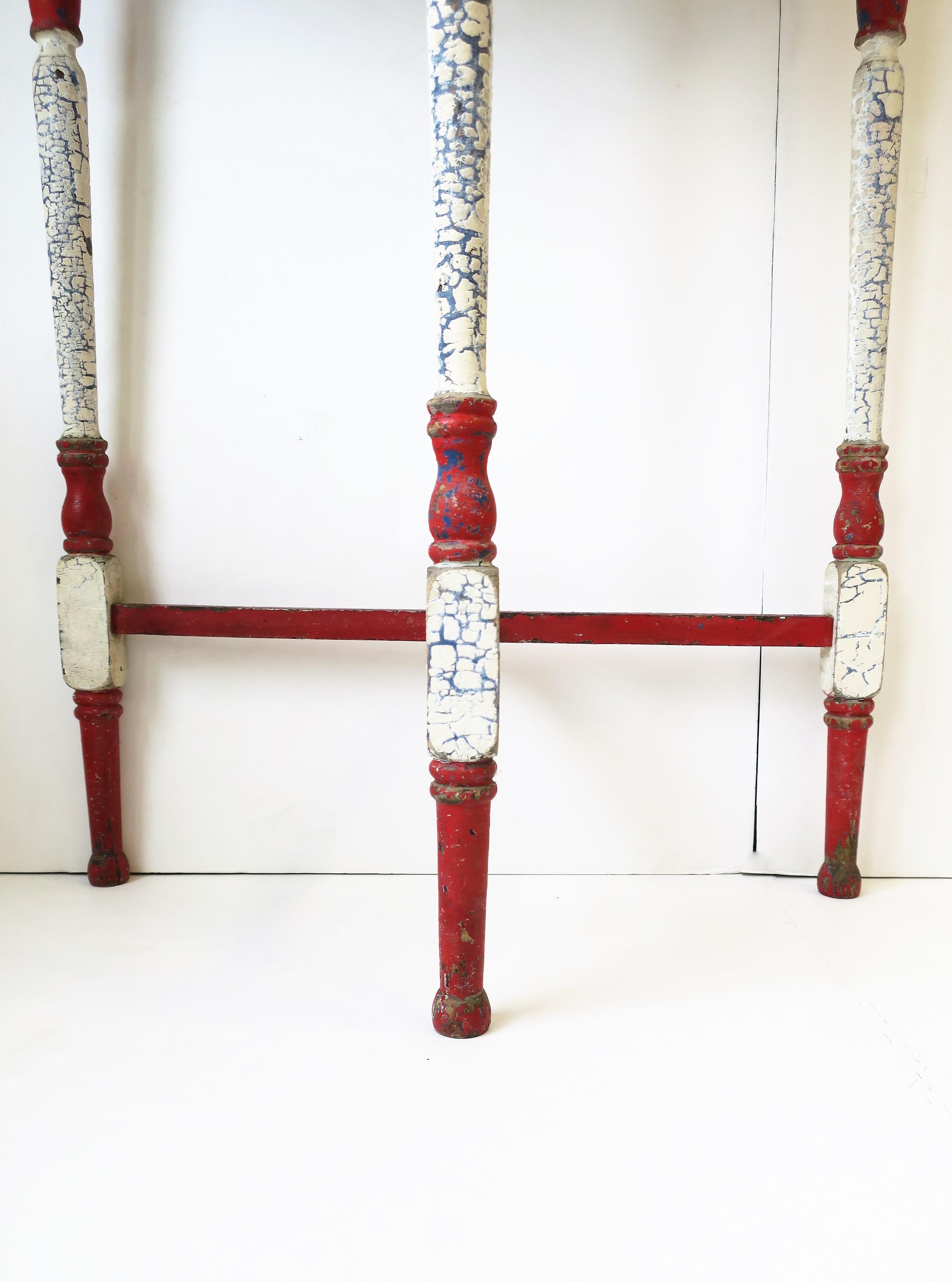 Demilune Wood Console Table in Red White and Blue 3