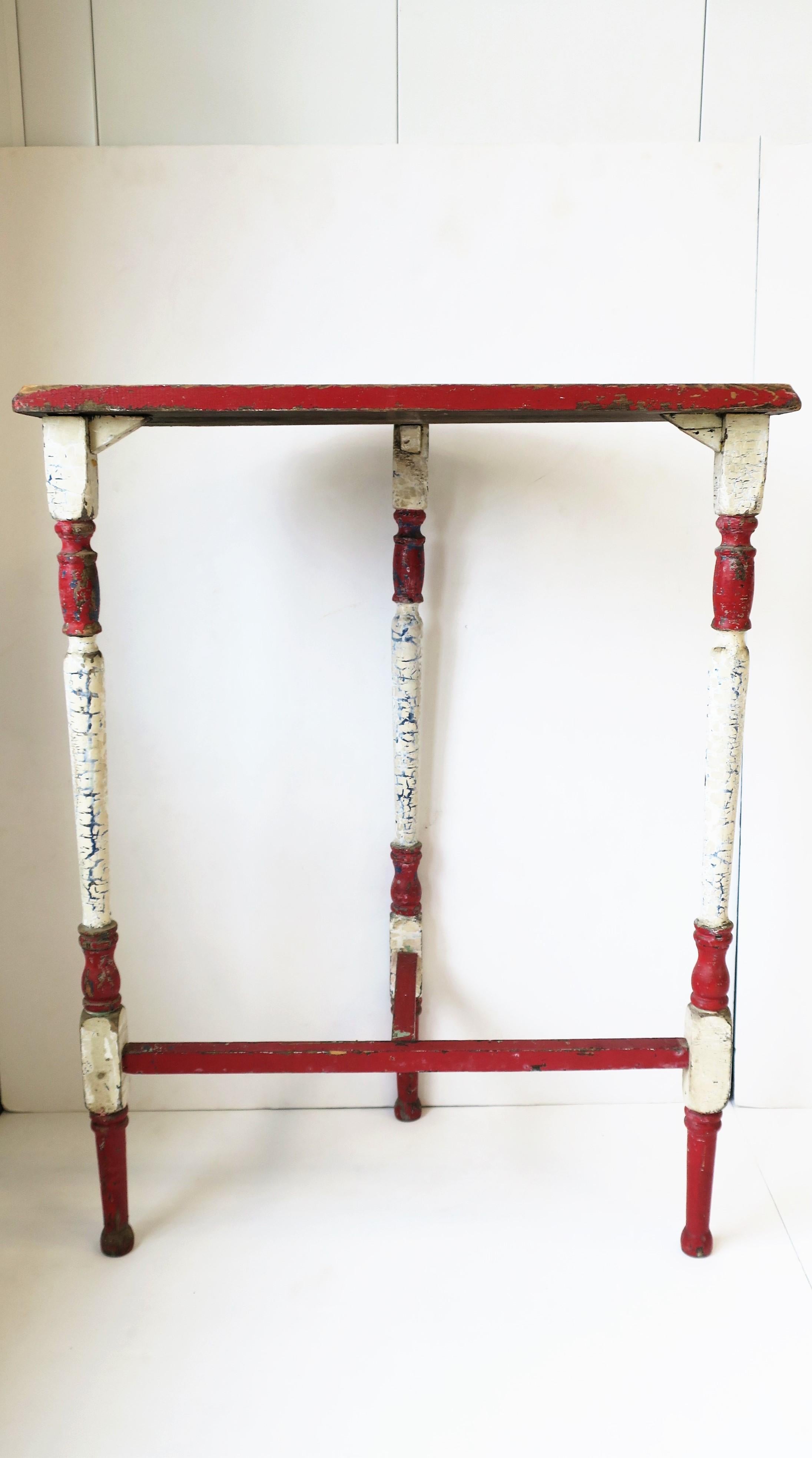 Demilune Wood Console Table in Red White and Blue 4