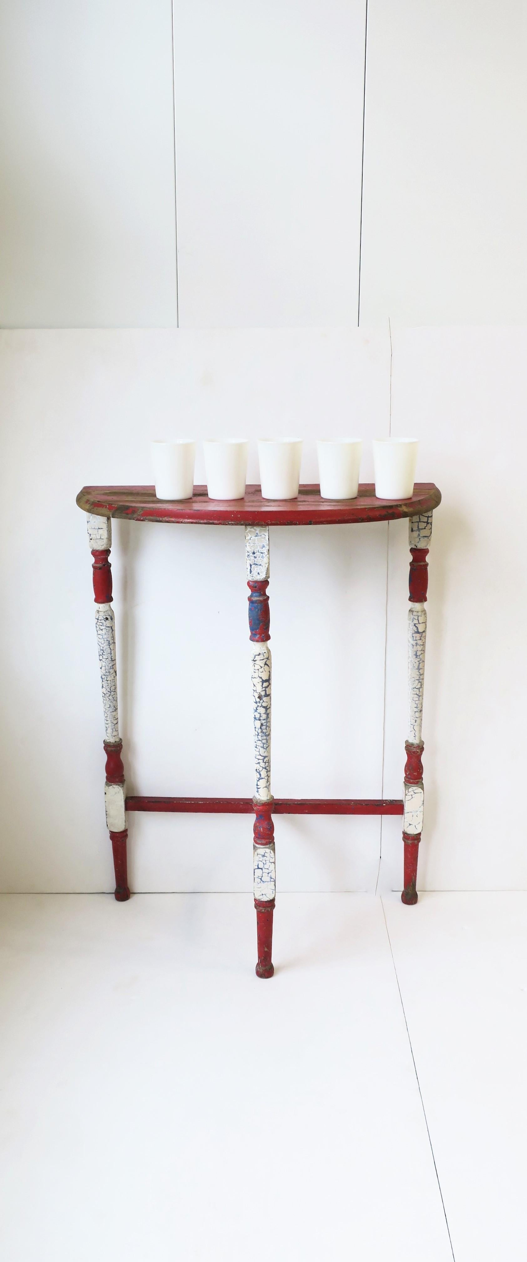 Demilune Wood Console Table in Red White and Blue In Good Condition In New York, NY