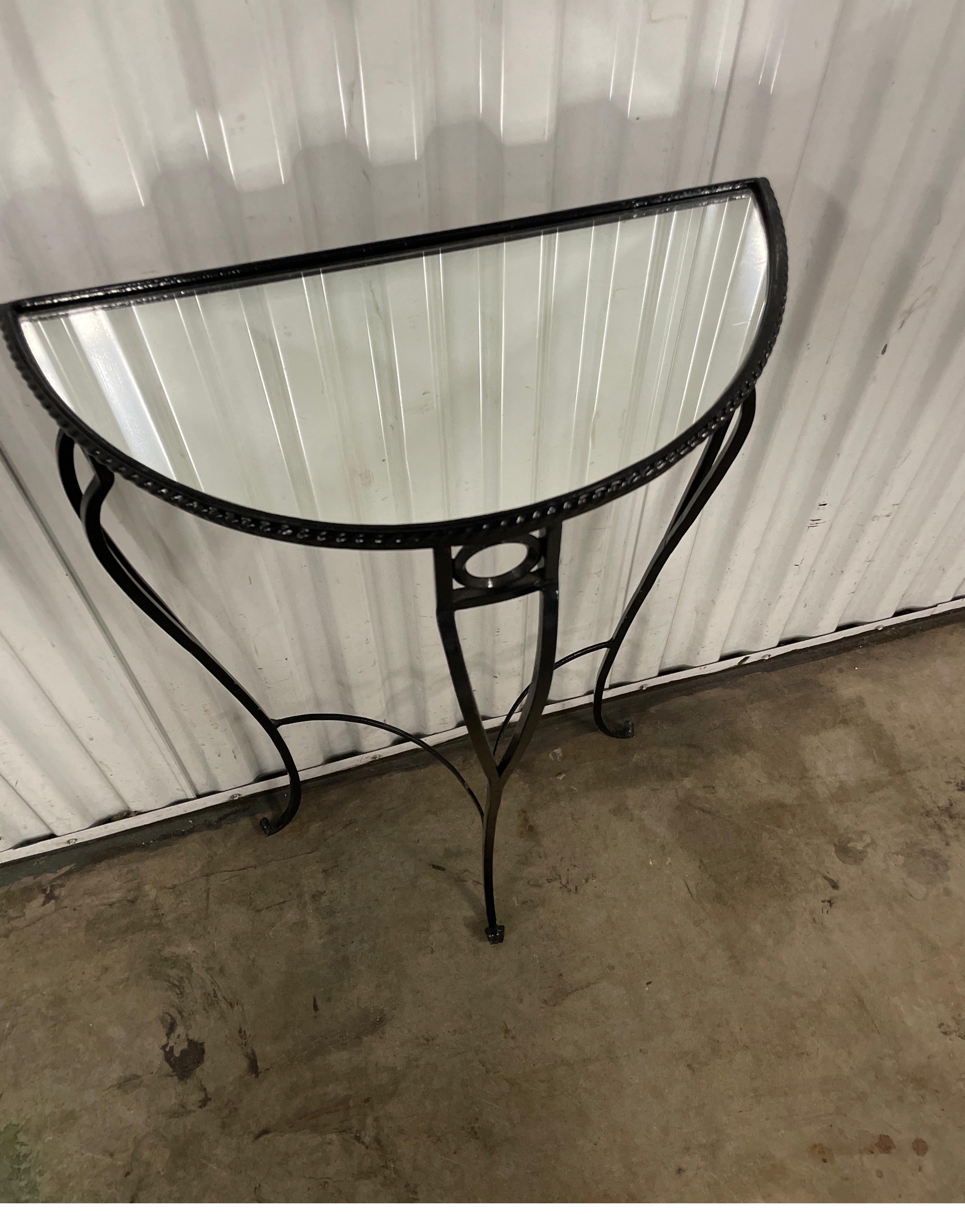 Neoclassical Demi Lune Wrought Iron Console For Sale
