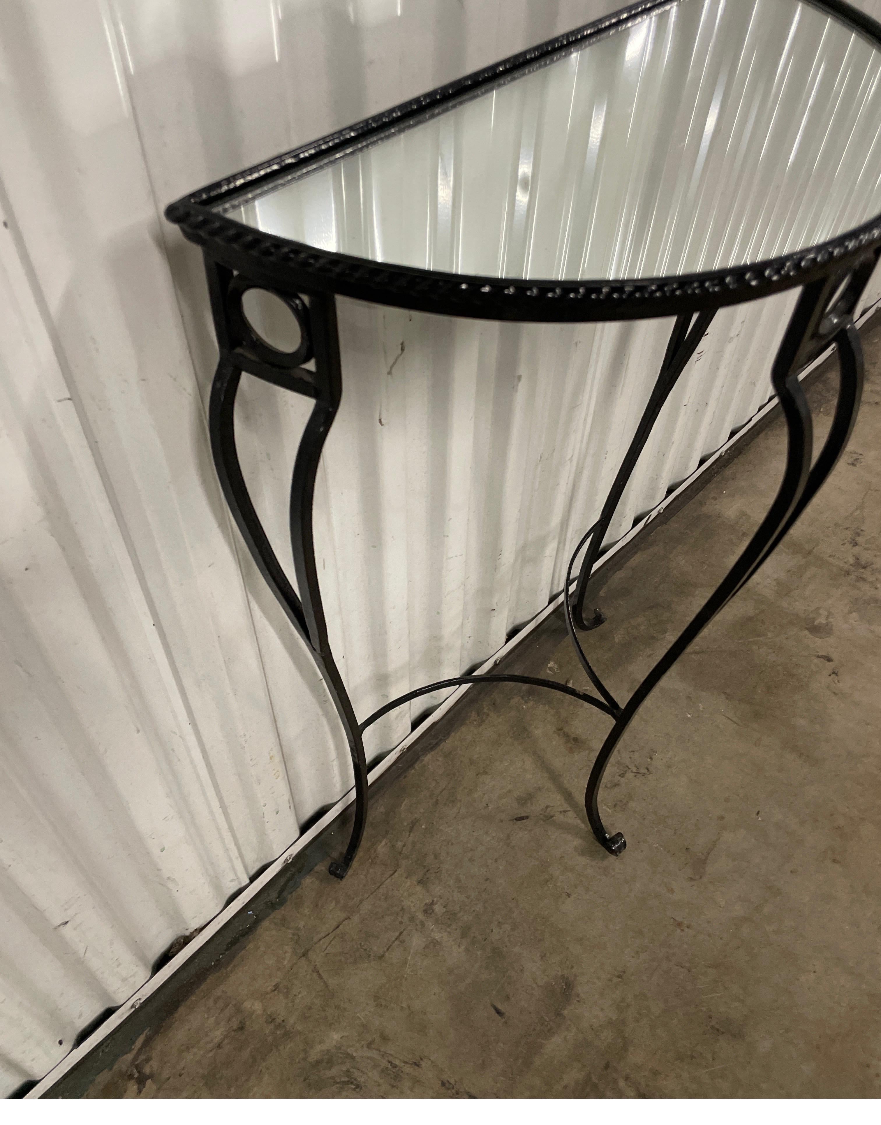 Demi Lune Wrought Iron Console In Good Condition For Sale In West Palm Beach, FL