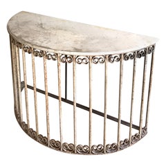 Demi-Lune Wrought Iron & Marble Console Table
