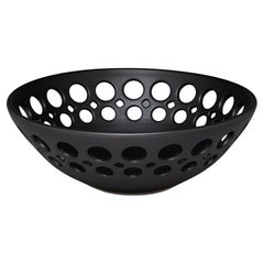 Demi-Pierced Ceramic Fruit Bowl-Black