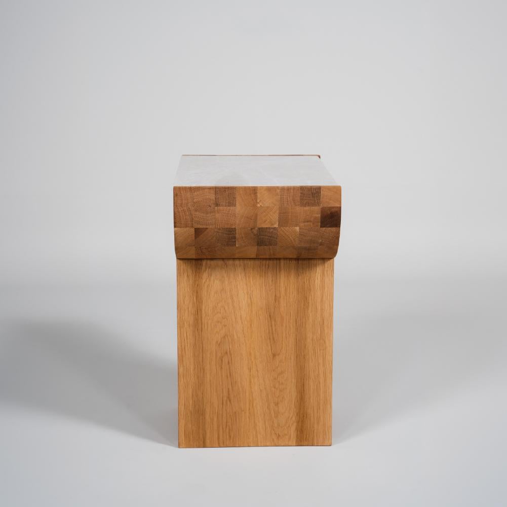Scandinave moderne Table d'Appoint H60cm - Bois de Chêne Massif - Plateau en Marbre en vente