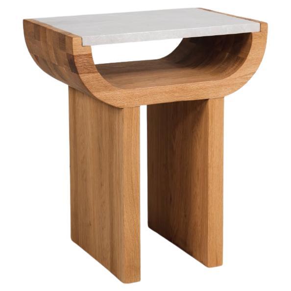 Mesa Auxiliar Demi - H60cm - Madera maciza de Roble - Tablero de Mármol