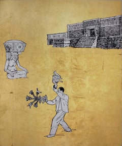 Escenario X, Contemporary Art, Gold and Silver Leaf, Acrylic on Canvas, México