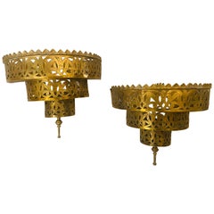 Demilune Brass Moroccan Wall Sconce, a Pair
