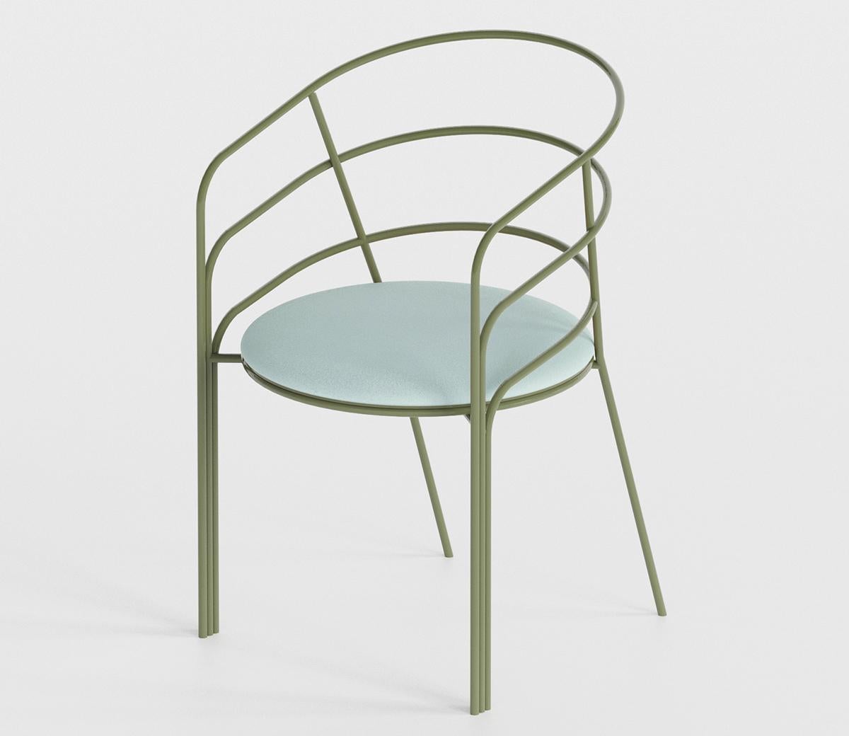 Powder-Coated DeMille Indoor/Outdoor Dining Chair by Laun For Sale