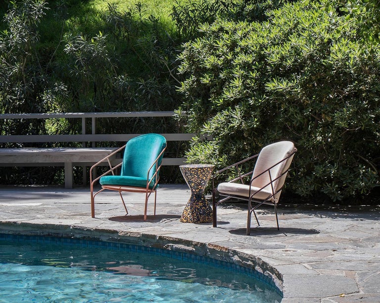 Demille Indoor Outdoor Lounge Chair in Pink Powder-Coated ...