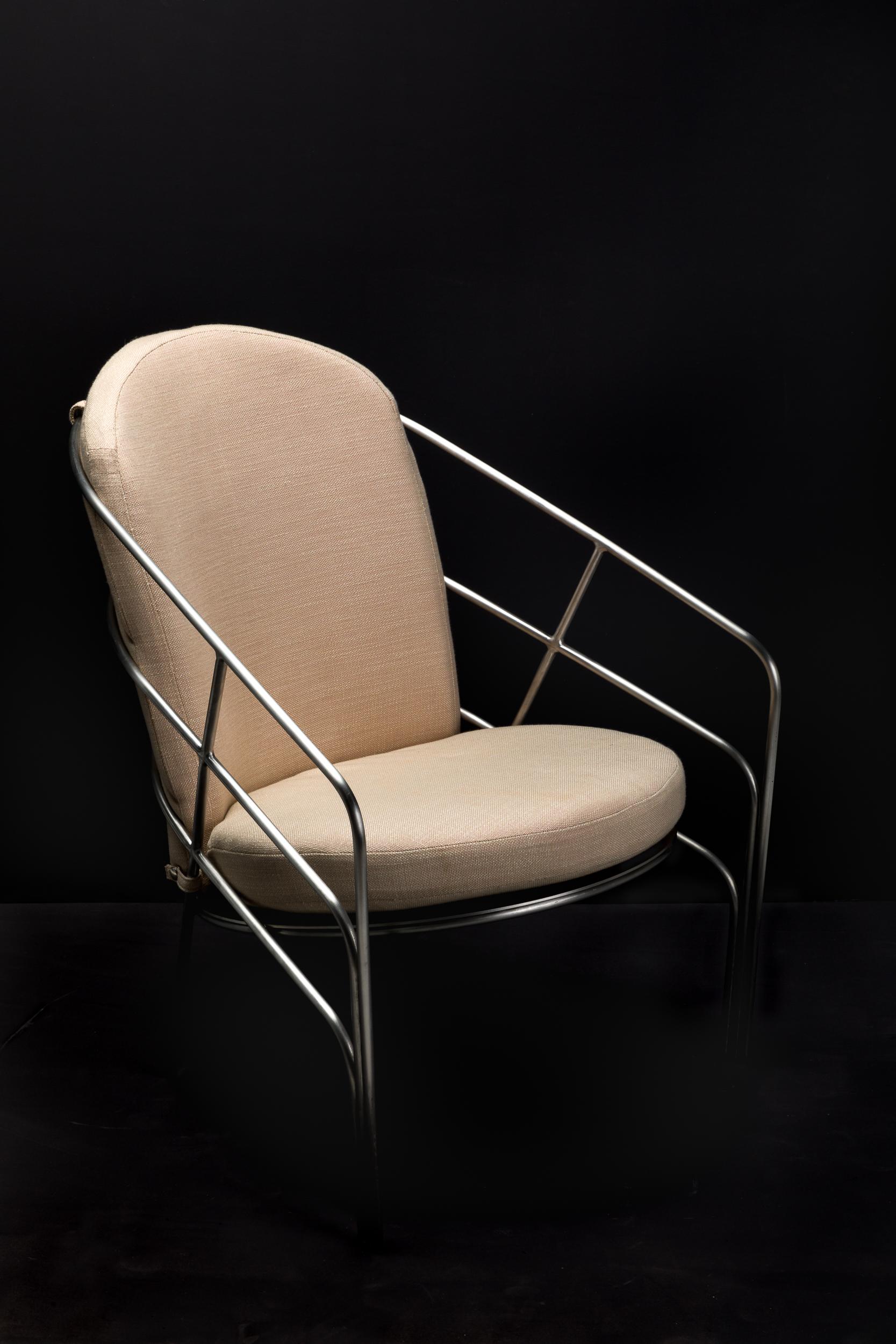 DeMille, Indoor/Outdoor Polished Stainless Steel Lounge Chair by Laun In New Condition In Los Angeles, CA