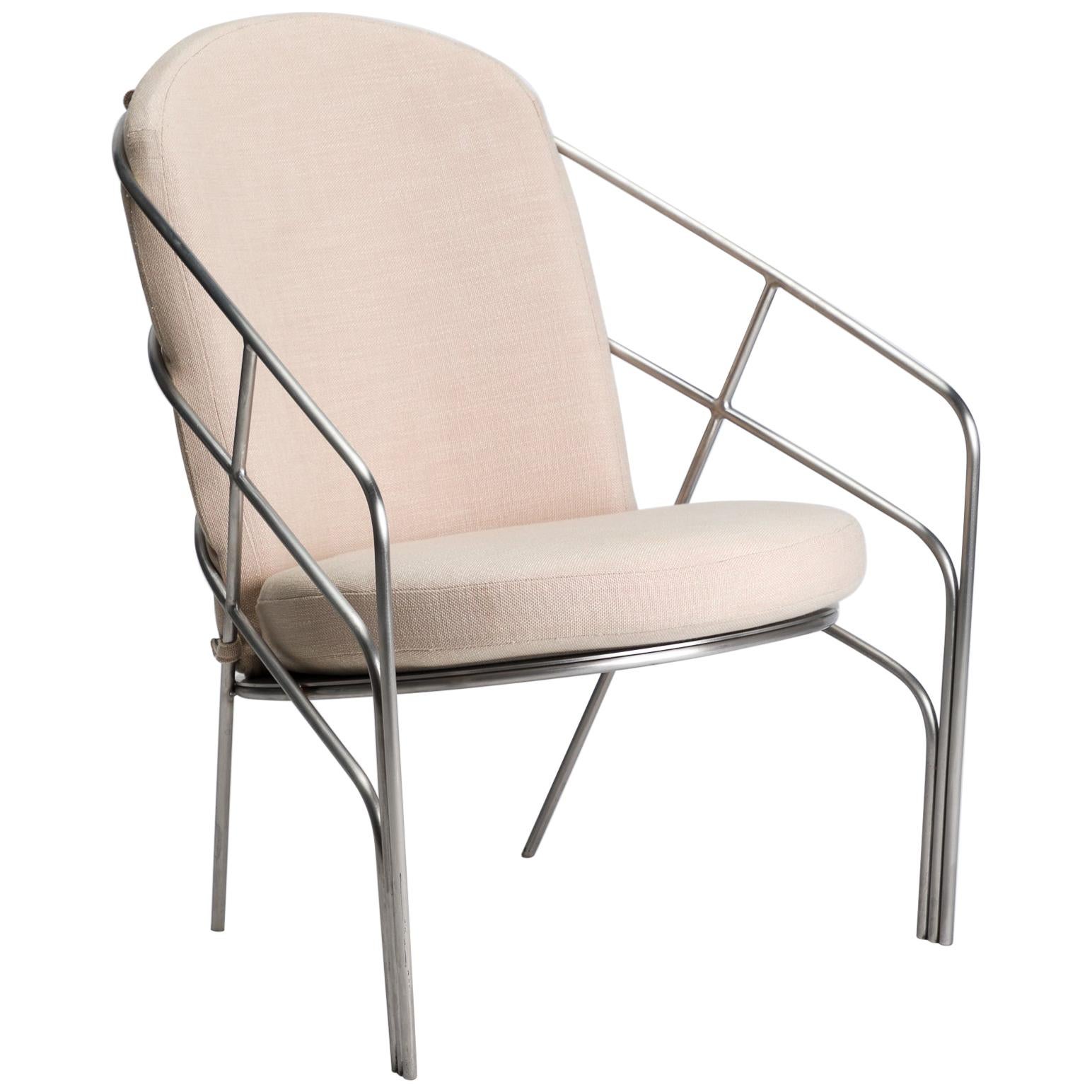 DeMille, Indoor/Outdoor Polished Stainless Steel Lounge Chair by Laun