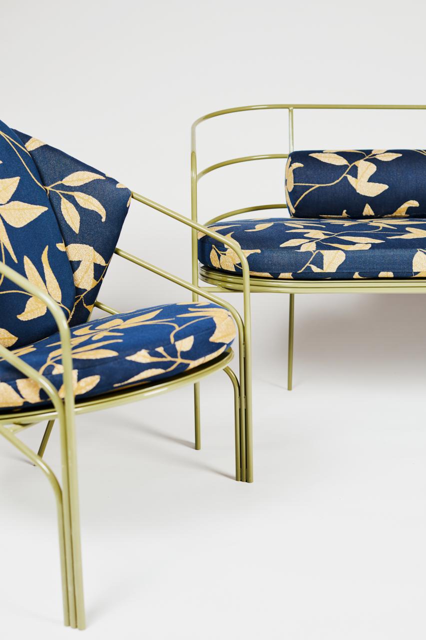 American Demille, Indoor/Outdoor Powder-Coated Stainless Steel Sofa by Laun