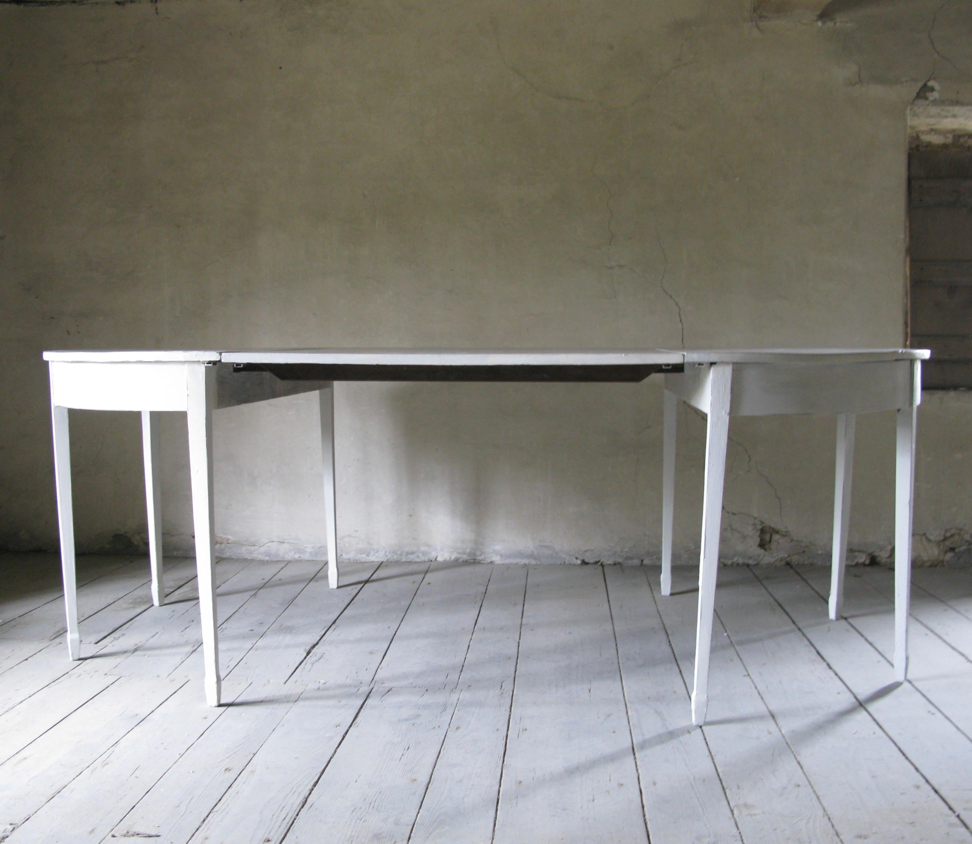 Cold-Painted Demi-lune 19th Century Dining Table, English, Gustavian Style