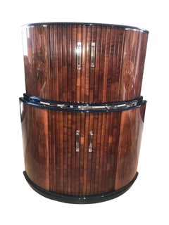 Demilune Art Deco Bar Cabinet, Walnut Veneer, England circa 1930
