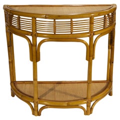 Consola de ratán de bambú Demilune al estilo de Franco Albini