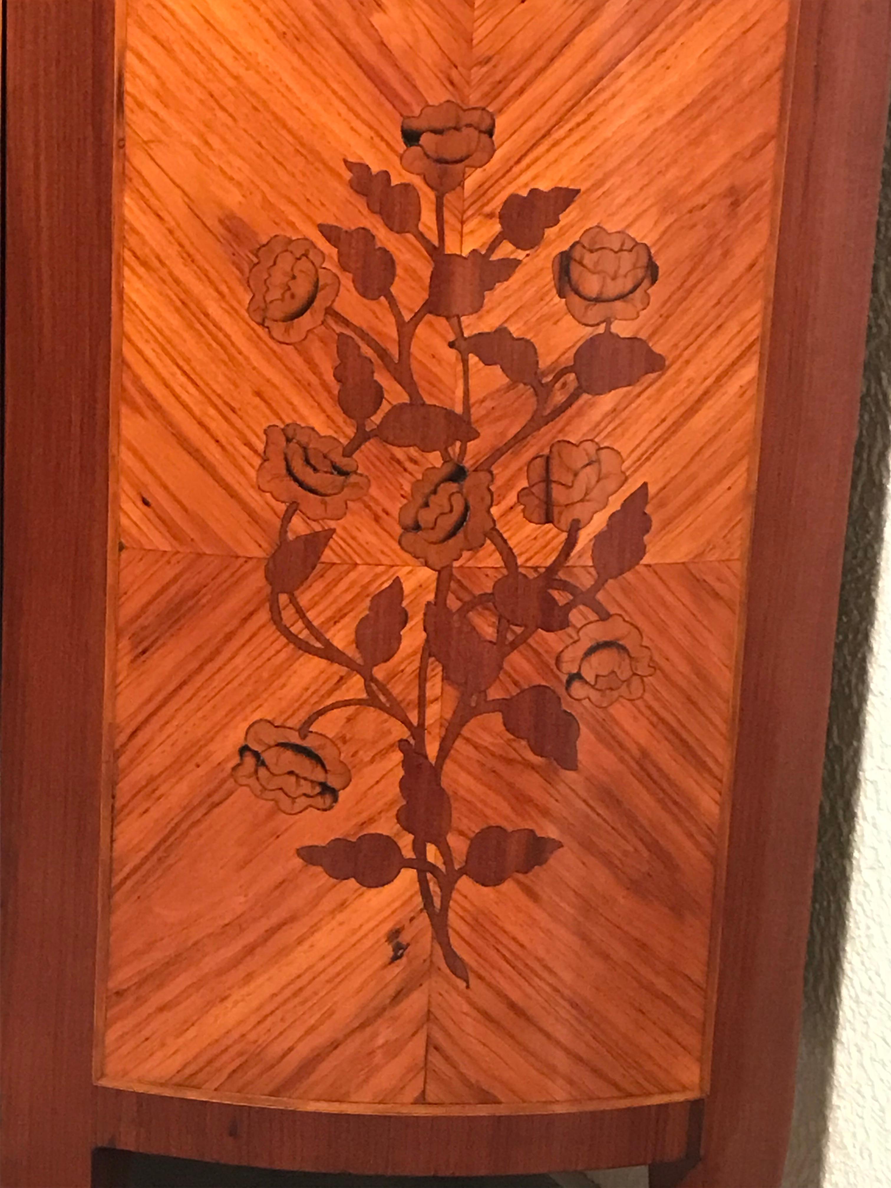 Marquetry Demilune Cabinet, France 19th Century For Sale