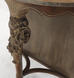 Demilune Carved Mahogany Hoof Foot Rams Head Tri Legged Console Wall Table