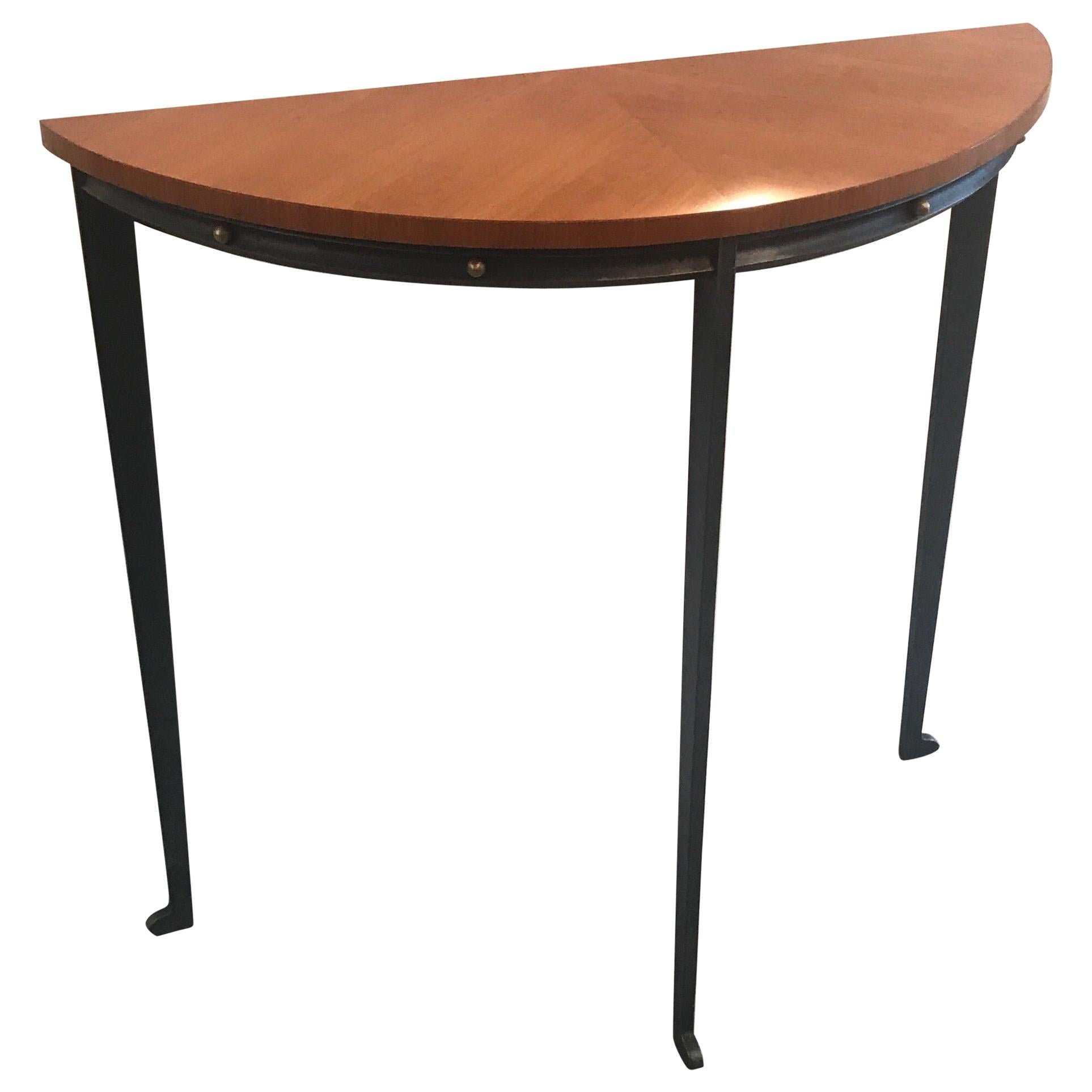 Demilune Console Steel and Birch Table by Will Stone, NYC