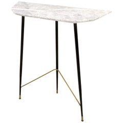 Demilune Console Table with a Fior di Bosco Marble Top, Italy, 1950s