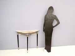 Demilune Console Table with Portuguese Pink Marble Top, Italy, 1950s
