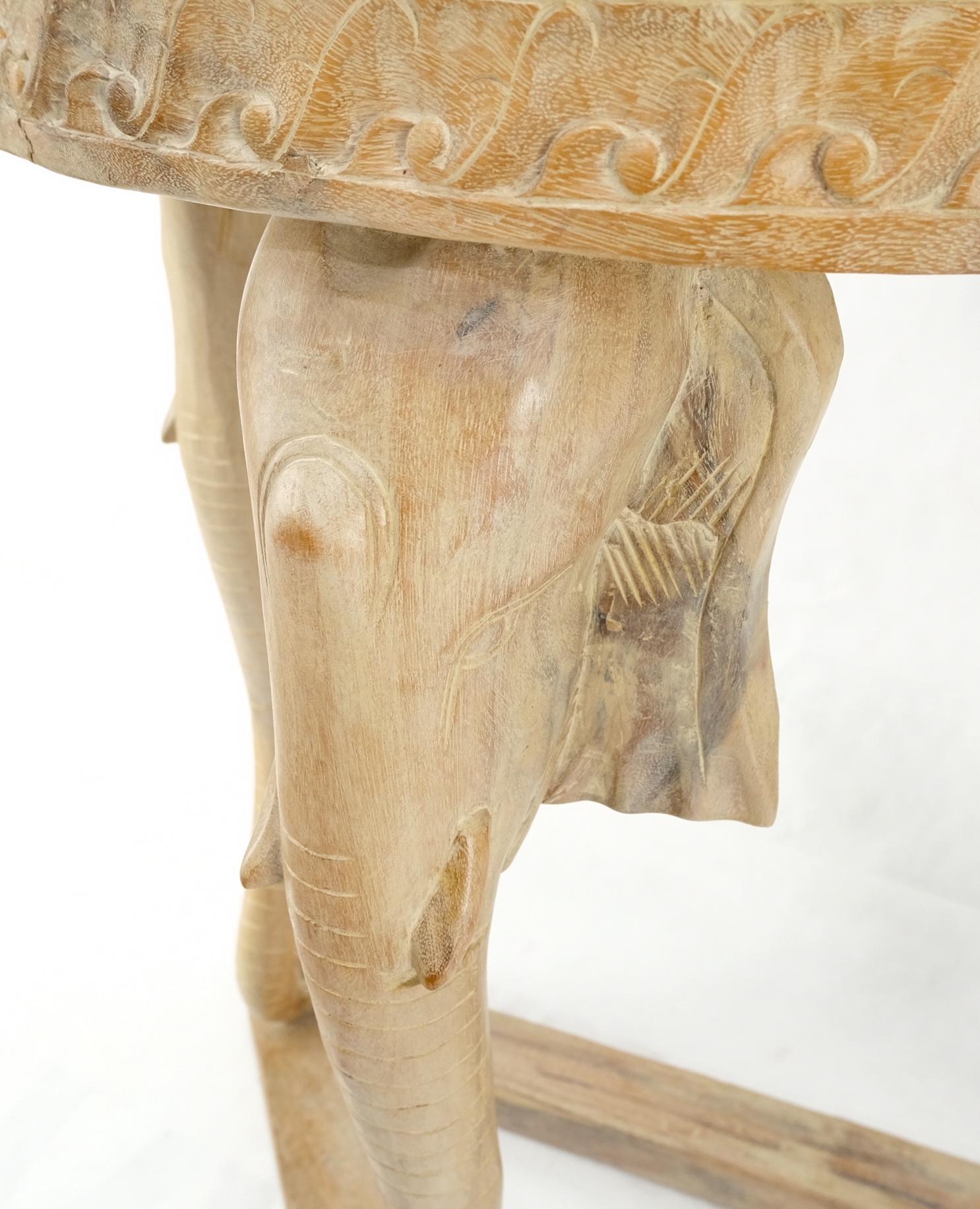 20th Century Demilune Elephant Motive Base Console Sofa Table Stand For Sale