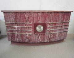 Demilune French Art Deco Cerused Oak and Nickeled Bronze Mounted Desk