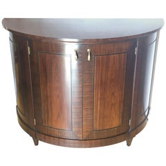 Demilune Georgian Style Baker Flame Mahogany Sideboard or Server Ebony Inlays