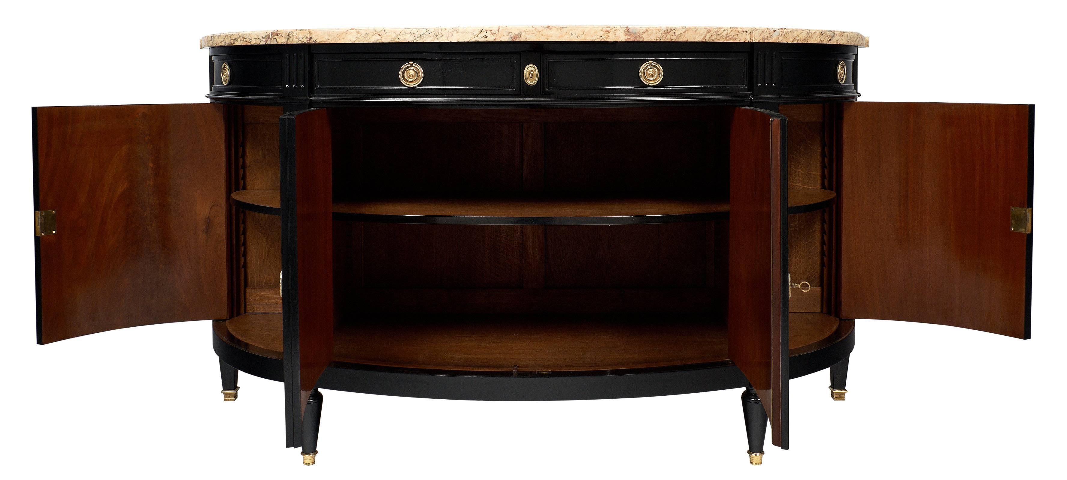 Brass Demilune Louis XVI Style Buffet