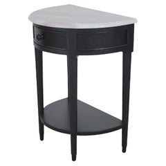 Demilune Mahogany Table with Marble Top in Black Matte Finish