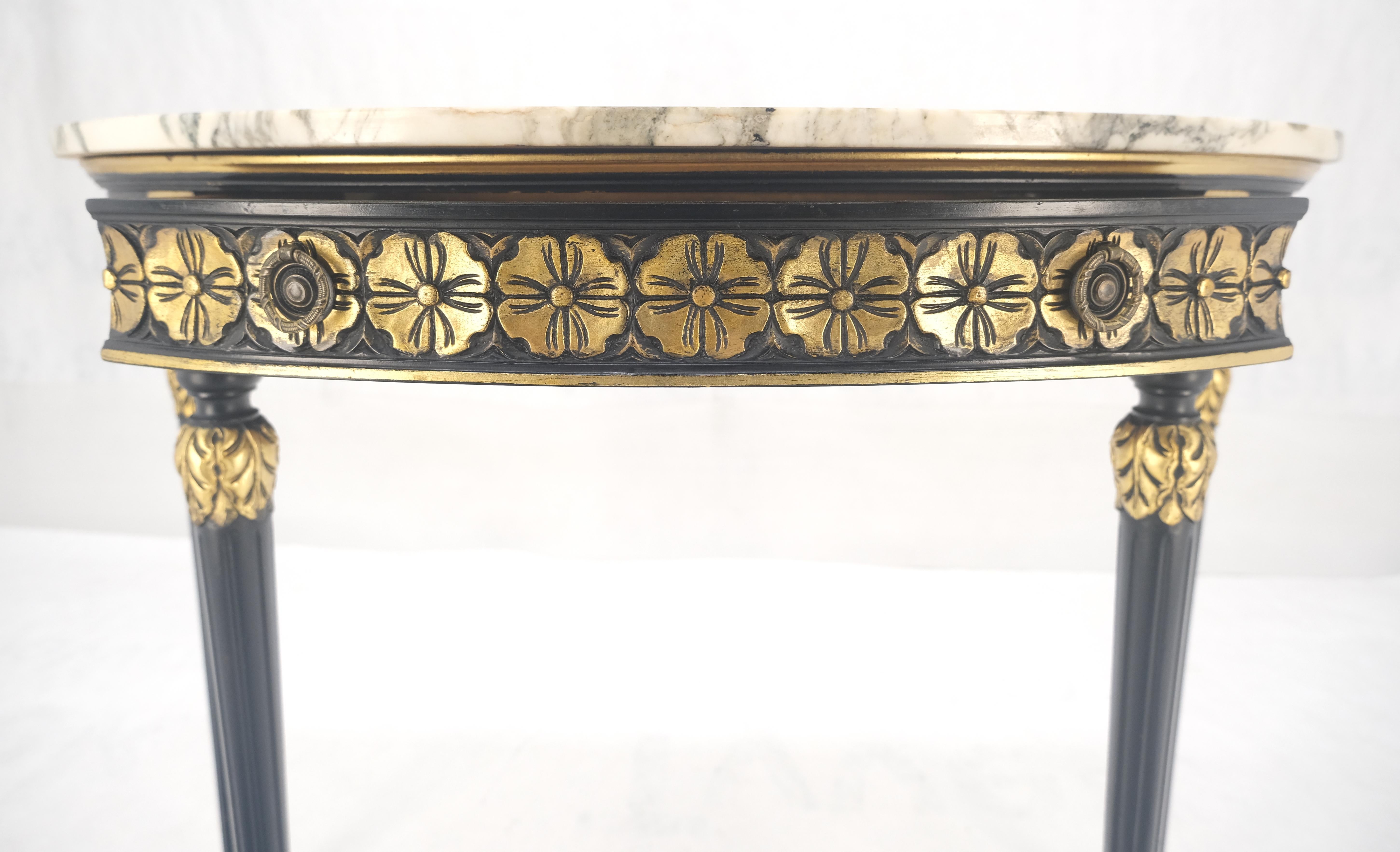 Demilune Marble Top One Drawer French Style Gilt Console on Fluted Legs MINT In Good Condition For Sale In Rockaway, NJ