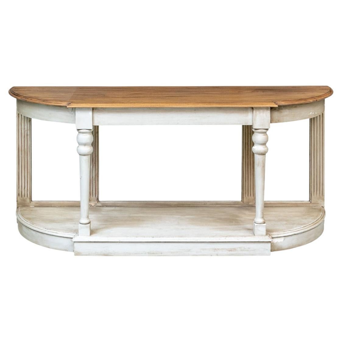 Demilune Paint Decorated Mirrored Console by Blanc D'ivoire For Sale