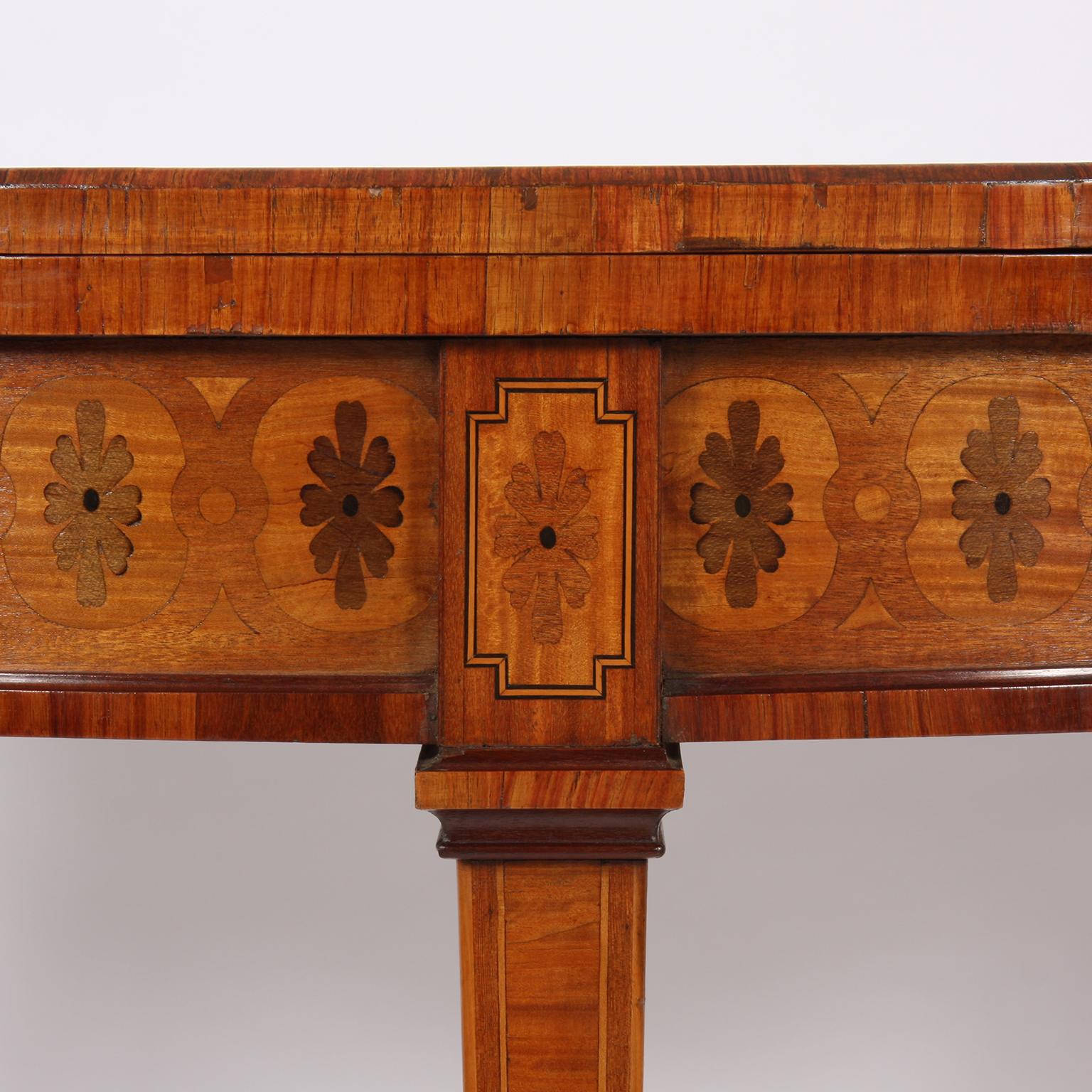 Demilune Parquetry Card Table In Good Condition In London, GB