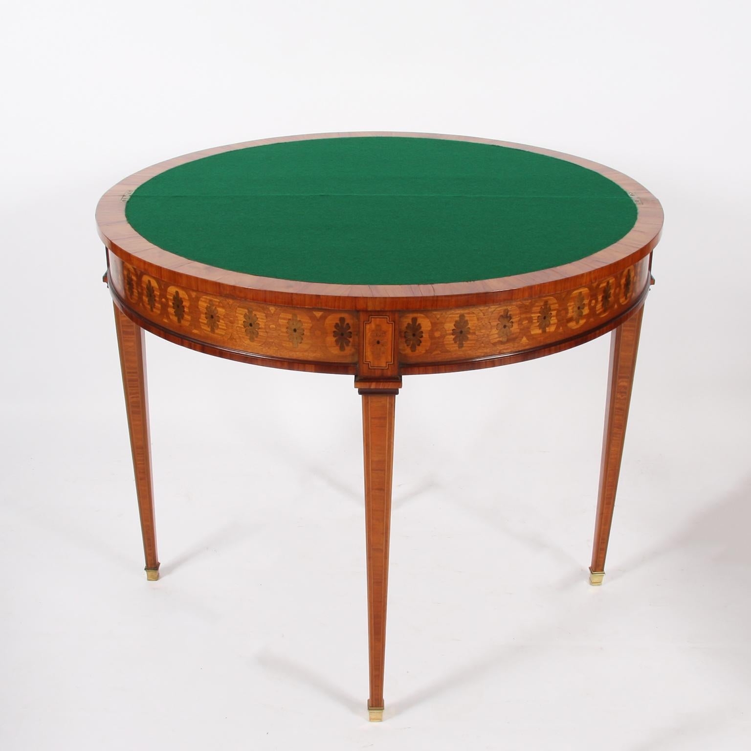 19th Century Demilune Parquetry Card Table