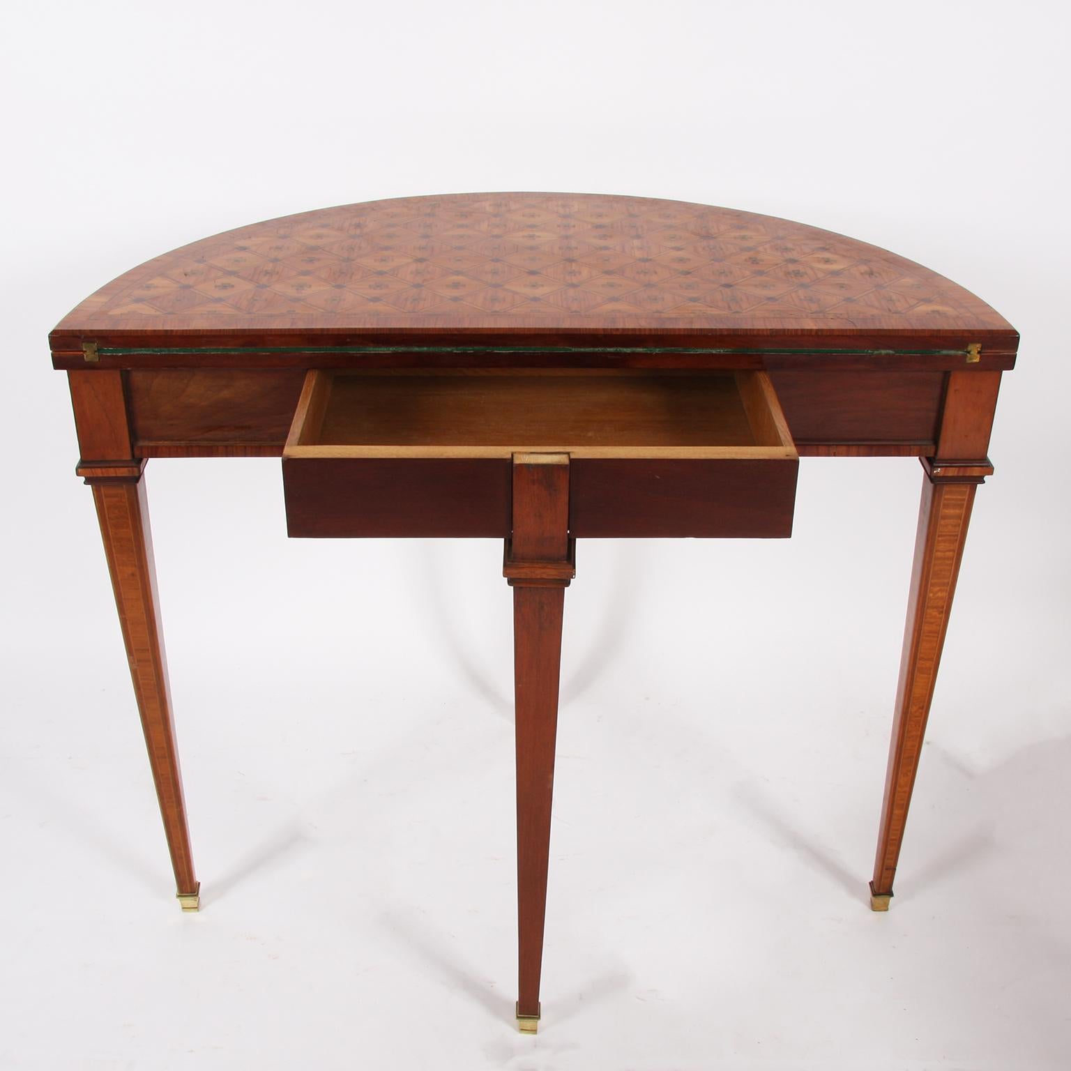 Demilune Parquetry Card Table 3