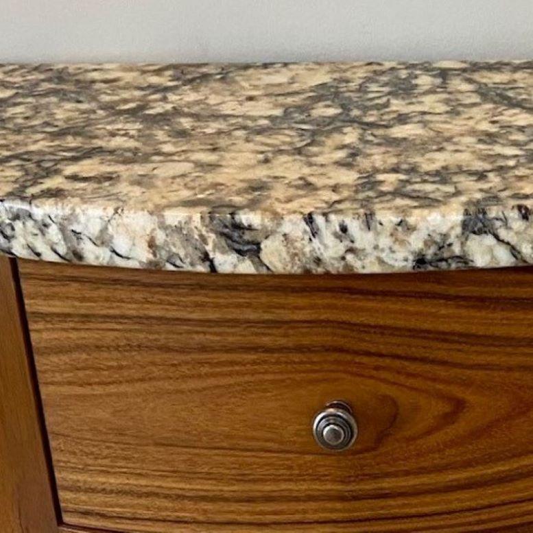 Demilune Table in Exotic Wood and Granite For Sale 2