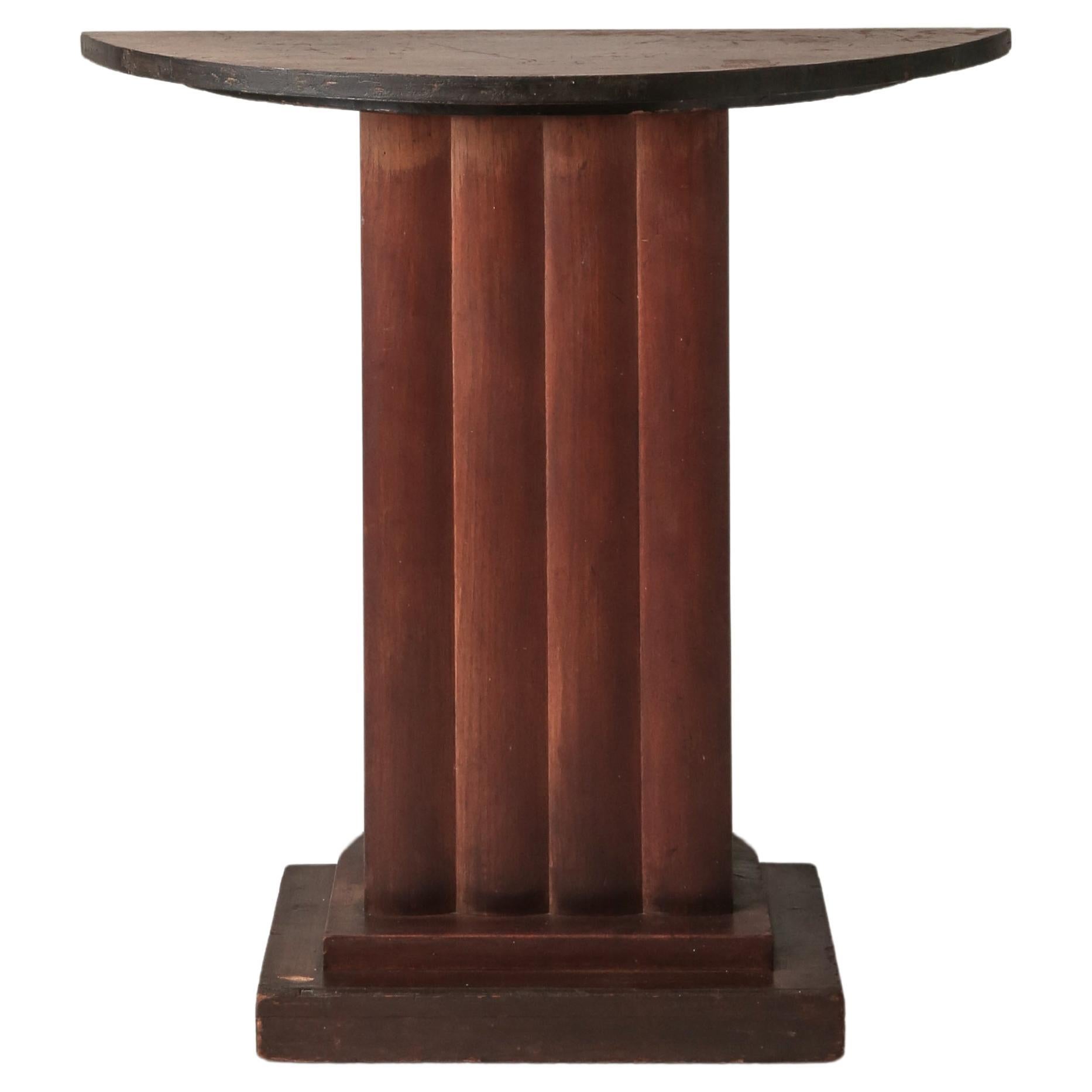 Demilune Table With Concealed Shelf