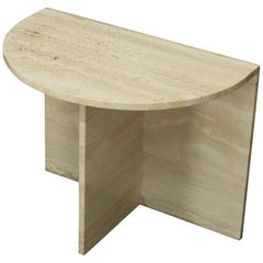 Demilune Travertine Half Round Console Table