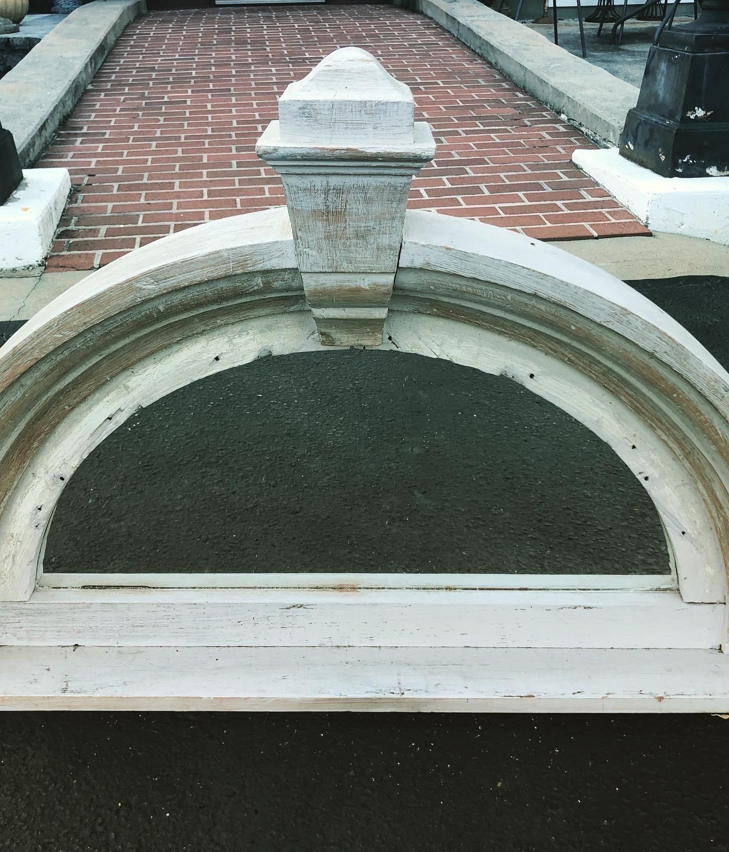 Country Half Round Pediment Mirror in Washed Pine For Sale