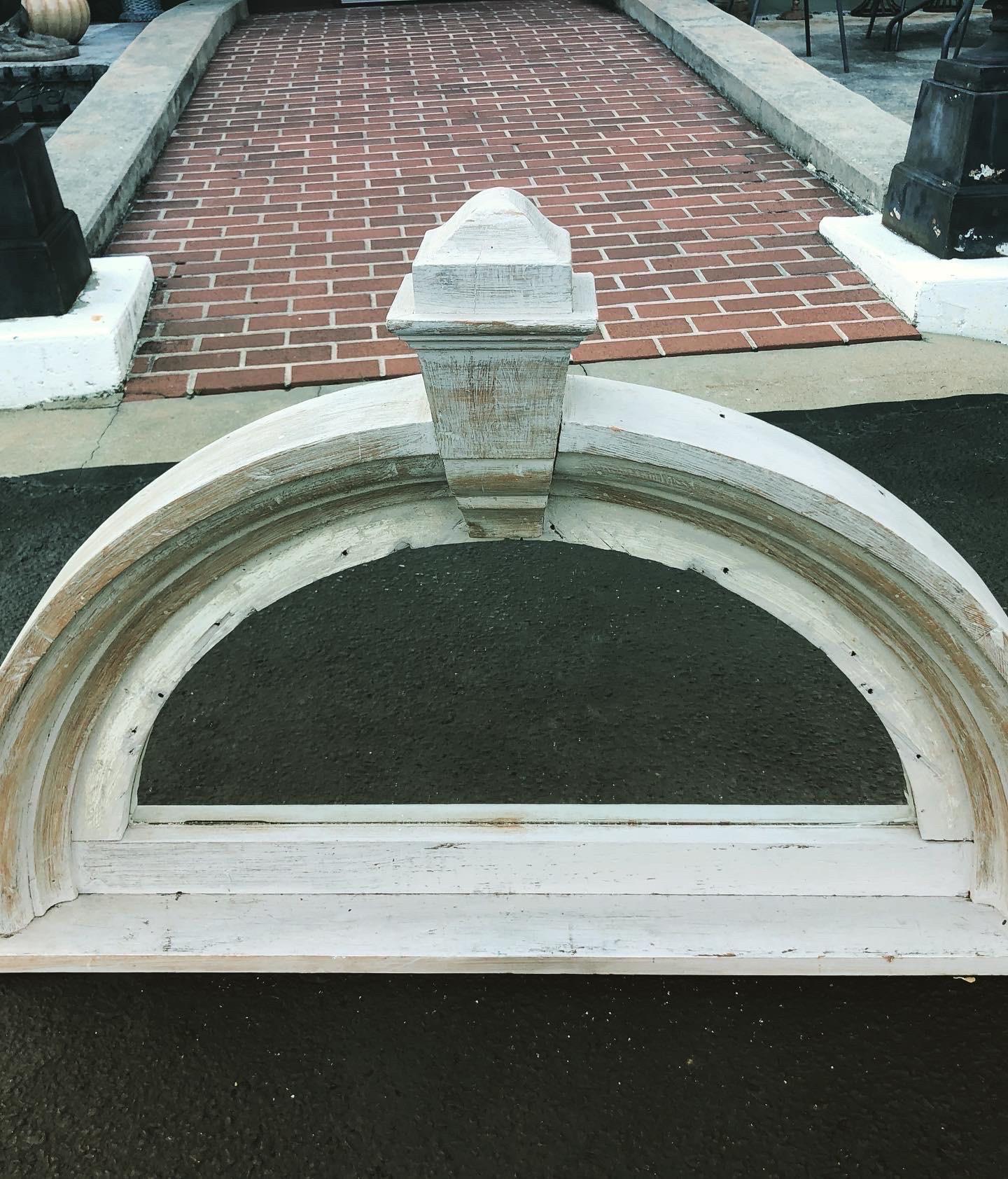 Late 20th Century Half Round Pediment Mirror in Washed Pine For Sale
