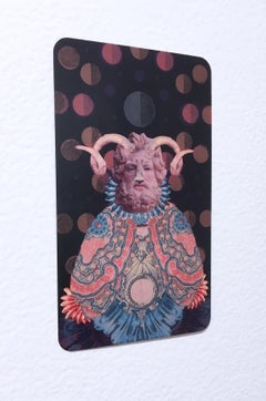 Ariete, 2018, collage, stampa, figurativo, oro, tarocco, oroscopo