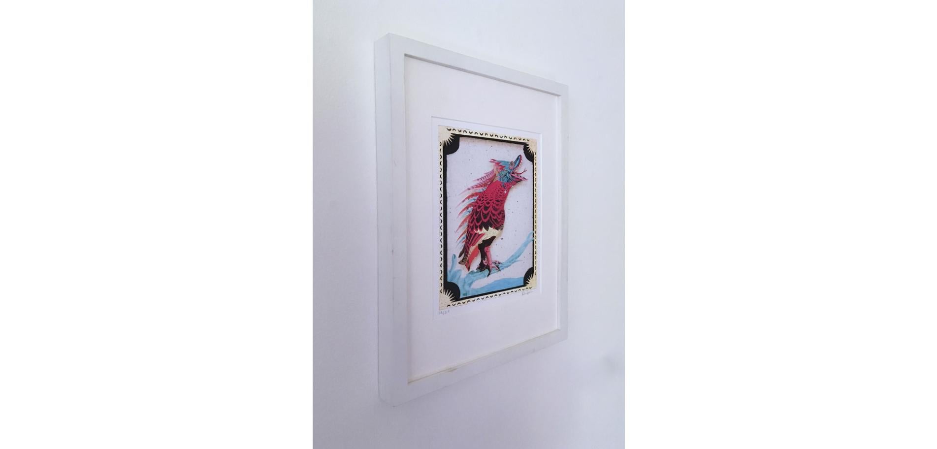 Chimera III, Print of Original Relief Collage, Surreal, Creature, Bright, 2018 For Sale 4